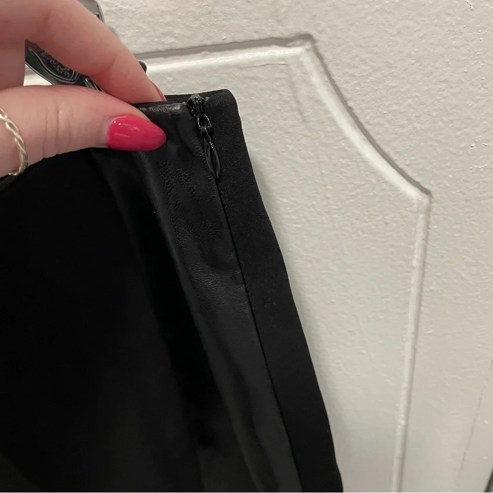 NWT Allegra K Black High Waist Faux Leather Asymmetrical Hem Mini Skirt